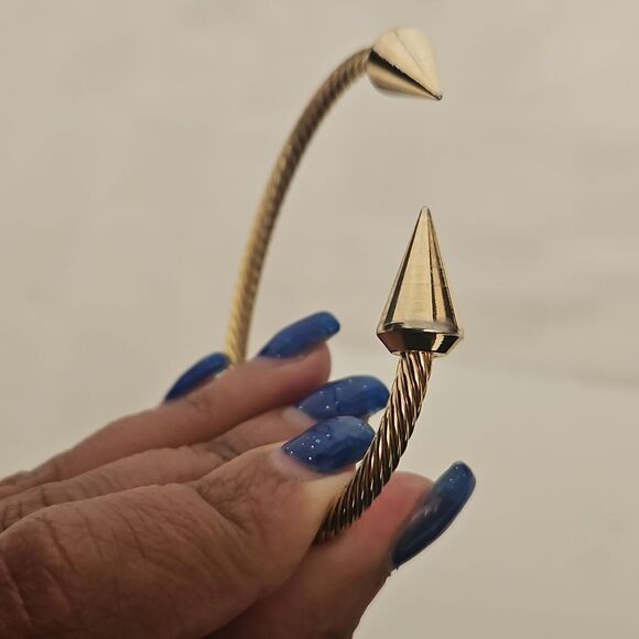 Gold Twisted Open Cuff Bracelet - Picture 7 of 16